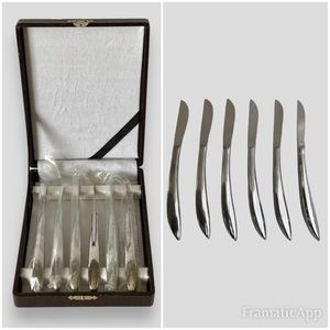Samurai Japan 6pc Stainless Steel Curved Dinner Steak Knife Cutlery Set In Case